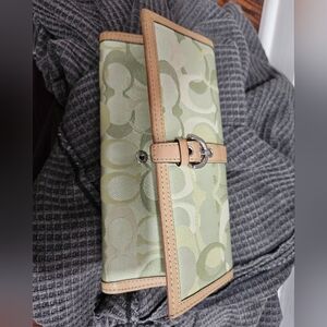 Coach Green and Tan Wallet